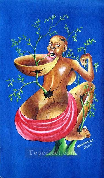 Shangala Human Destruction by Nature from Africa Oil Paintings